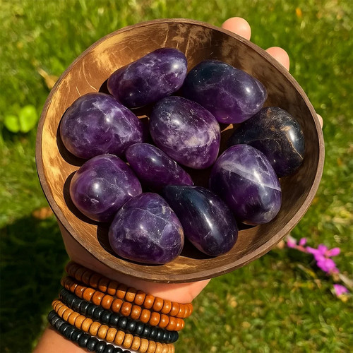 5pcs natural amethyst tumbled - 5pcs,